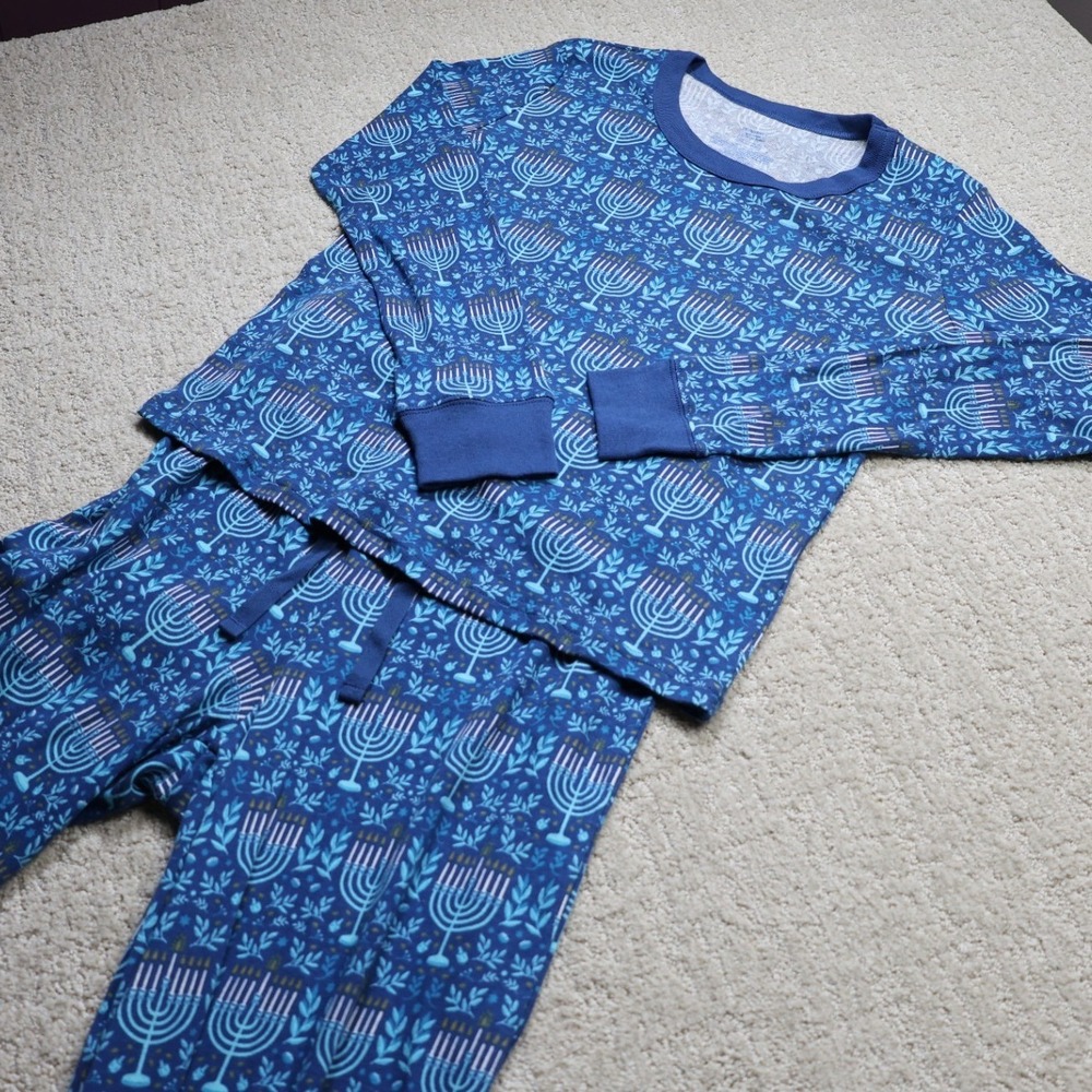 Old Navy Hanukkah Menorah Pajama Set Blue Cotton XS Women Holiday Sleepwear